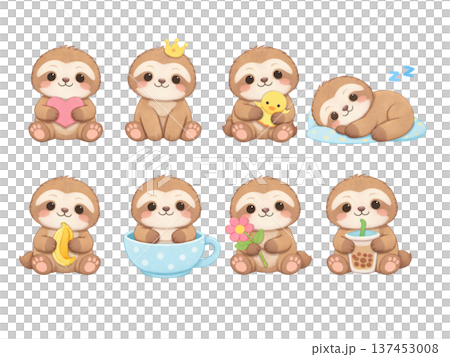 ナマケモノのイラストセット 137453008