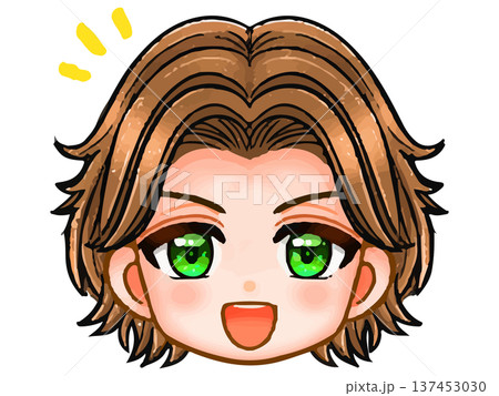 チャラいパーマ男子のアニメ系顔アイコンイラスト素材 137453030