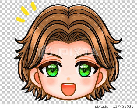 チャラいパーマ男子のアニメ系顔アイコンイラスト素材 137453030