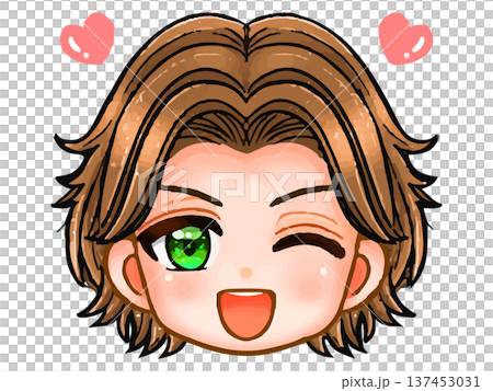 動漫風格的輕浮燙髮男孩頭像插圖 2 137453031
