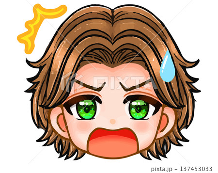 チャラいパーマ男子のアニメ系顔アイコンイラスト素材4 137453033