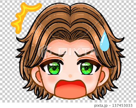 チャラいパーマ男子のアニメ系顔アイコンイラスト素材4 137453033