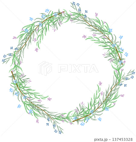 ローズマリーのリースフレームイラスト ローズマリーのリースフレームイラスト 137453328