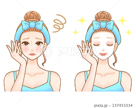 フェイスパックをする大人女性のイラスト素材 137453334