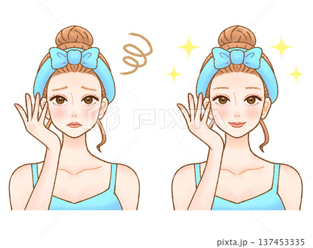 フェイスパックをする大人女性のイラスト素材2 フェイスパックをする大人女性のイラスト素材2 137453335