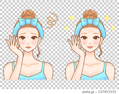 フェイスパックをする大人女性のイラスト素材2 フェイスパックをする大人女性のイラスト素材2 137453335