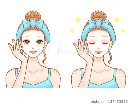フェイスパックをする大人女性のイラスト素材3 137453336