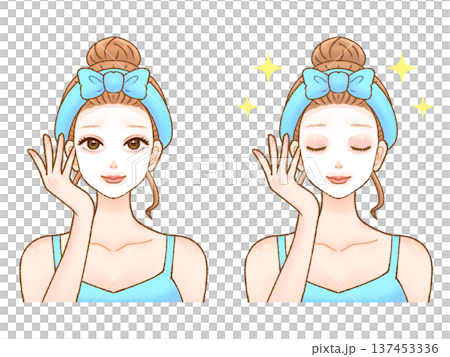 フェイスパックをする大人女性のイラスト素材3 137453336
