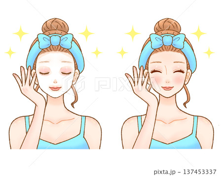 フェイスパックをする大人女性のイラスト素材4 137453337