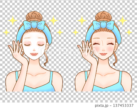 フェイスパックをする大人女性のイラスト素材4 137453337