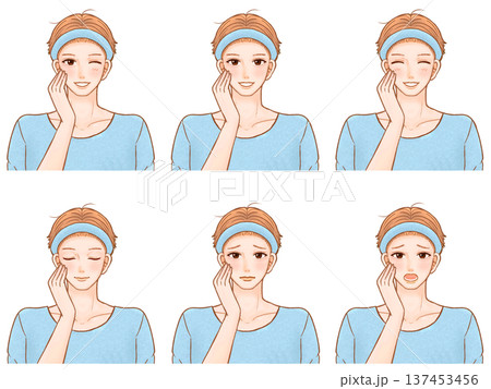 スキンケアする大人男性のイラスト素材セット2 137453456