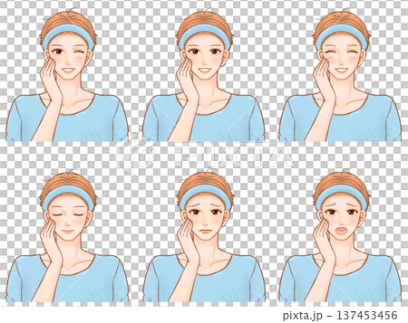 スキンケアする大人男性のイラスト素材セット2 137453456