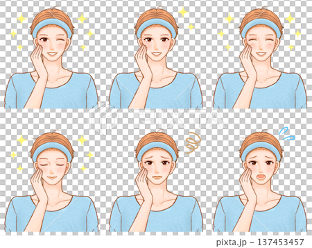 スキンケアする大人男性のイラスト素材セット3 137453457