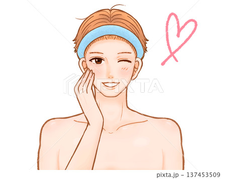 スキンケアをする大人男性のイラスト素材3 137453509