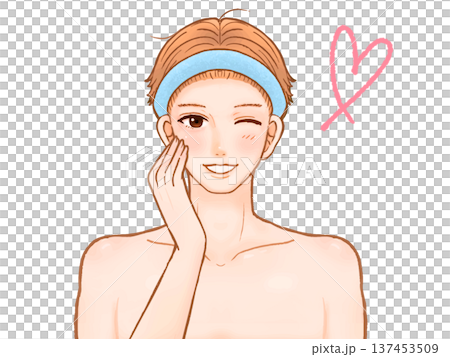 Illustration material of an adult man doing skin care 3 137453509