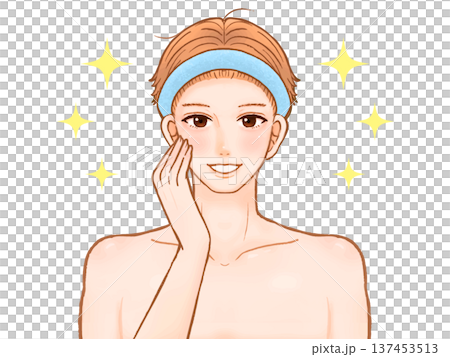 スキンケアをする大人男性のイラスト素材 スキンケアをする大人男性のイラスト素材 137453513