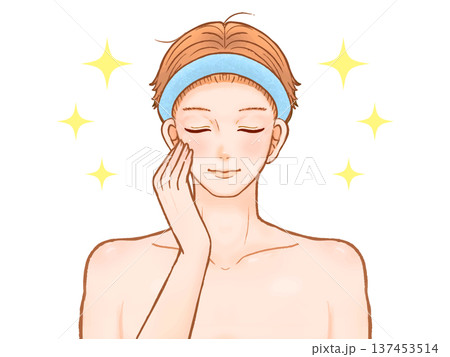 スキンケアをする大人男性のイラスト素材2 スキンケアをする大人男性のイラスト素材2 137453514