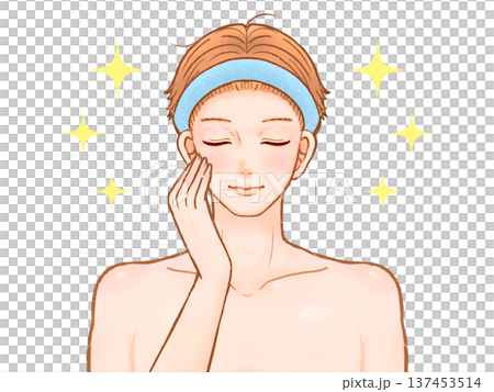 スキンケアをする大人男性のイラスト素材2 スキンケアをする大人男性のイラスト素材2 137453514