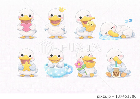 ペリカンのイラストセット ペリカンのイラストセット 137453586