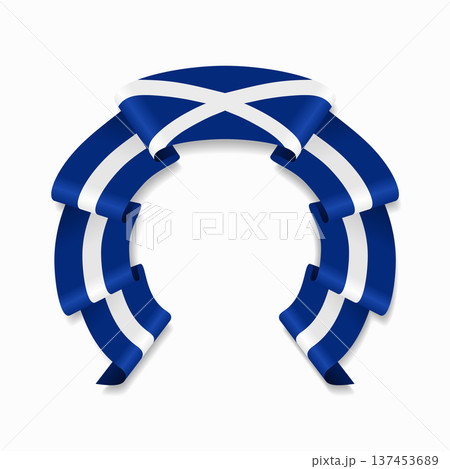 Scottish flag circular wavy ribbon, ideal for patriotic or cultural design themes. Vector illustration. 137453689