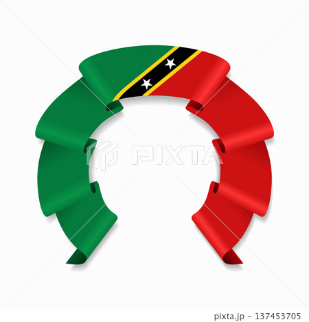 Saint Kitts and Nevis flag circular wavy ribbon, ideal for patriotic or cultural design themes. Vector illustration. 137453705