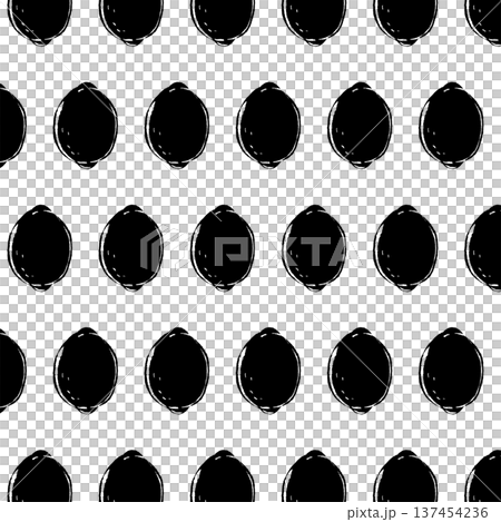 Rough hand-drawn monochrome lemon pattern Rough hand-drawn monochrome lemon pattern 137454236