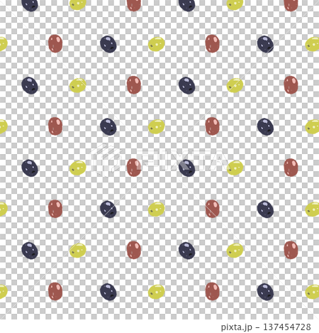 カラフルなオリーブの実のドット柄シームレスパターン 137454728