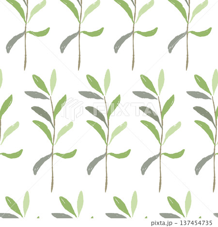 縦に伸びるオリーブの枝のストライプ風パターン 137454735