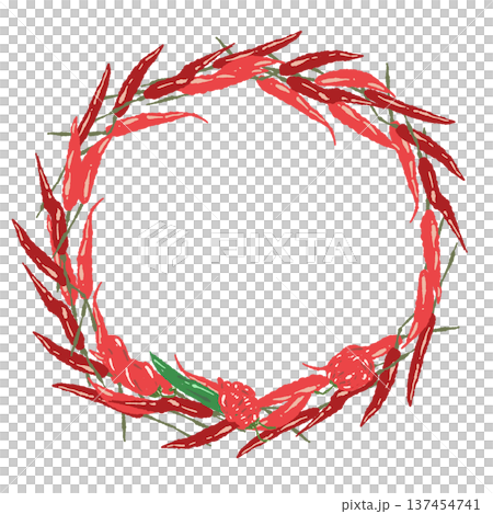 紅辣椒花環框架 紅辣椒花環框架 137454741