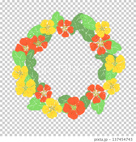 Vibrant nasturtium flower wreath Vibrant nasturtium flower wreath 137454743