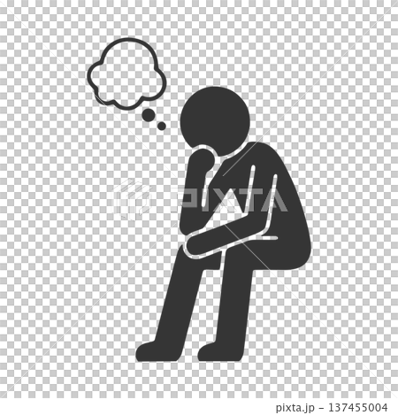 Thinking person silhouette icon Thinking person silhouette icon 137455004