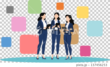 打合せをするビジネスウーマンのイラスト 137456253