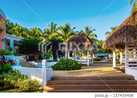 Carribean hotel in Dominican Republic, travel vacation summer background Carribean hotel in Dominican Republic, travel vacation summer background 137456406