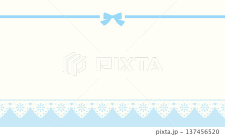 レースとリボンと水色の背景、16対9の横長サイズ 137456520