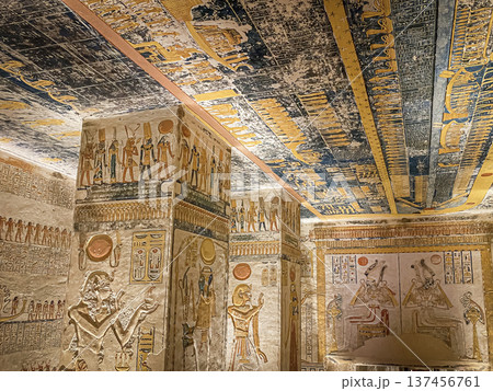 Tomb of Memnon KV9 in the Egyptian Valley of the Kings, in the Theban necropolis, Egypt, Luxor Tomb of Memnon KV9 in the Egyptian Valley of the Kings, in the Theban necropolis, Egypt, Luxor 137456761