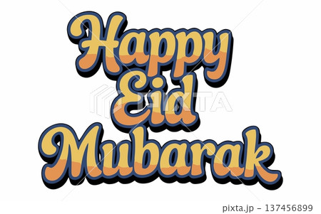 Retro Style "Eid Mubarak" Typography with Pastel Color Gradients 137456899