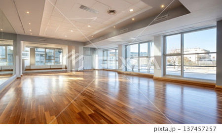 Equipment and exercise machines in the fitness center modern gym for sports, fitness and yoga. Healthy lifestyle, life on sports, maintaining a figure in a slim body 137457257