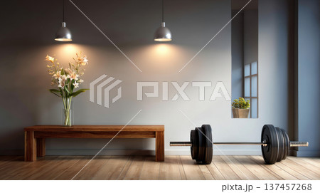 Equipment and exercise machines in the fitness center modern gym for sports, fitness and yoga. Healthy lifestyle, life on sports, maintaining a figure in a slim body 137457268