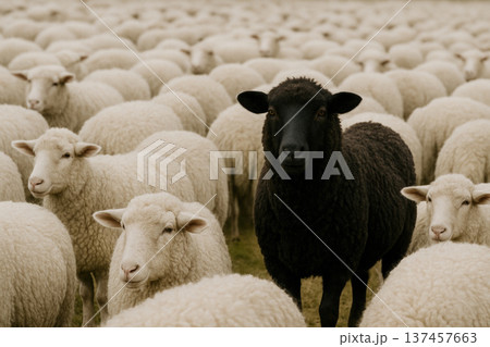 A black sheep among whites, a metaphor for individuality and non-conformity. 137457663