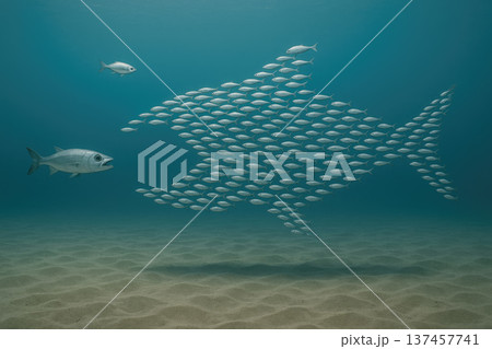 Team strength and leadership in the form of a school of fish. 137457741