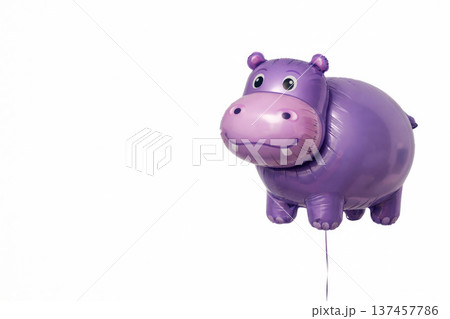 Purple hippopotamus balloon on a white background. Space for text. Purple hippopotamus balloon on a white background. Space for text. 137457786