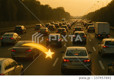 A shooting star is stuck in a traffic jam. A shooting star is stuck in a traffic jam. 137457891