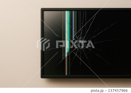 A broken screen with colored lines. Space for...のイラスト素材 [137457966] - PIXTA