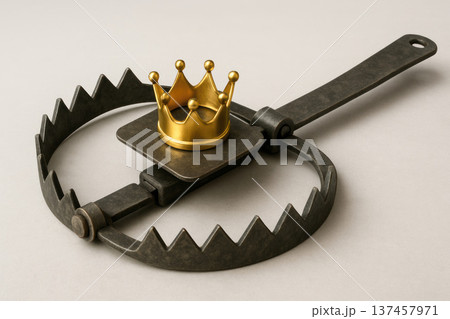 A golden crown in the center of the trap. 137457971