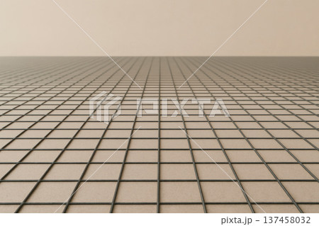 A metal mesh that goes into perspective. Space for text. 137458032