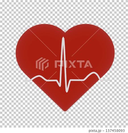 Red heart symbol and electrocardiogram waveform Red heart symbol and electrocardiogram waveform 137458093