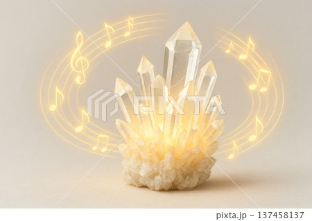 The glowing crystal emits musical notes. The glowing crystal emits musical notes. 137458137