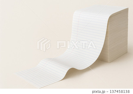 The line of paper descends like a waterfall from a block. The line of paper descends like a waterfall from a block. 137458138