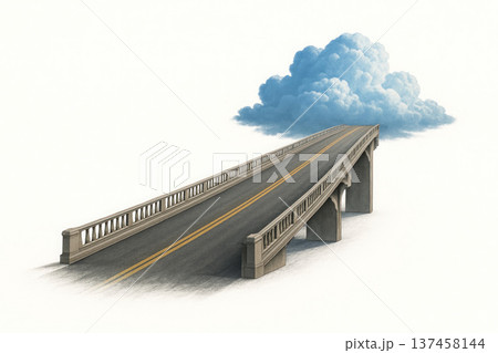 A bridge stretching into the clouds. Space for text. A bridge stretching into the clouds. Space for text. 137458144