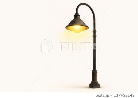 Street lamp on a light background with a soft light. Space for text. Street lamp on a light background with a soft light. Space for text. 137458148